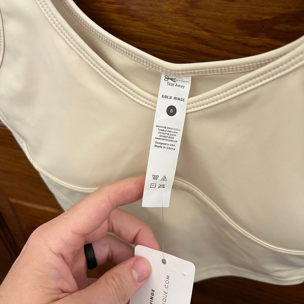GOLD HINGE Lined Crop Top Bra (Light Cream) sz S NWT's $44 - Picture 3 of 10